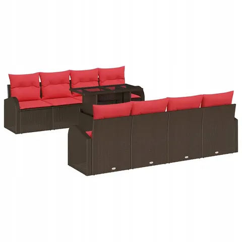vidaXL Ensemble de canapé de jardin 9 pc Marron polyrotin – 987242 – image 1