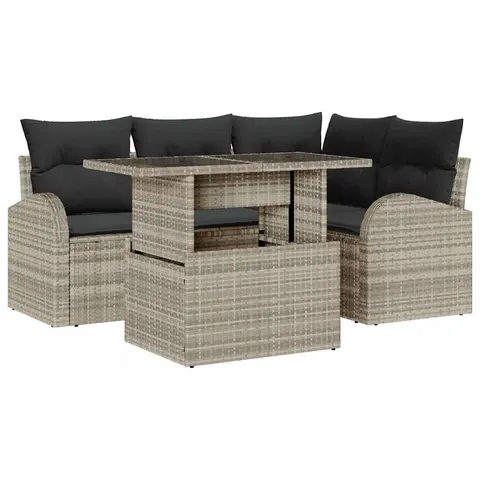 vidaXL Ensemble de canapé de jardin 5 pc Gris clair polyrotin – 987525 – image 1