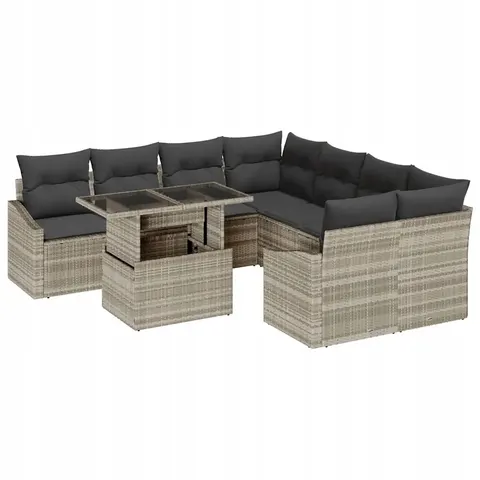 vidaXL Ensemble de canapé de jardin 9 pc Gris clair polyrotin – 990921 – image 1