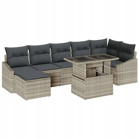 vidaXL Ensemble de canapé de jardin 8 pc Gris clair polyrotin – 991621 – image 1