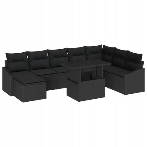 vidaXL Ensemble de Canapés 9 pc Noir polyrotin – 991737 – image 1