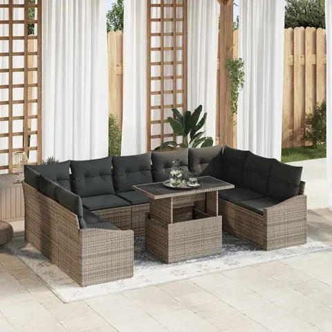 Ensemble de Canapés 10 pc Gris polyrotin vidaXL – image 1