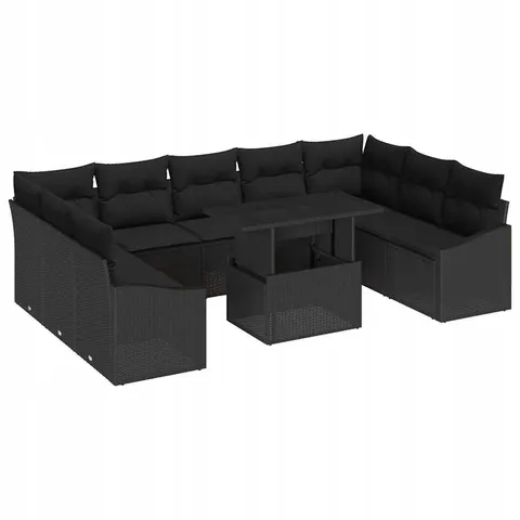 vidaXL Ensemble de Canapés 10 pc Noir polyrotin – 991836 – image 1