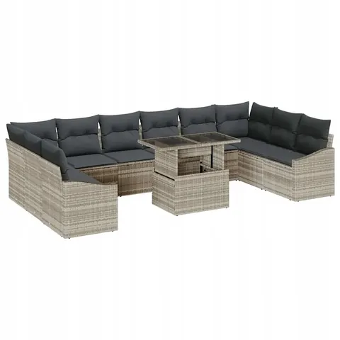 Ensemble de Canapés 11 pc Gris clair polyrotin vidaXL – image 1