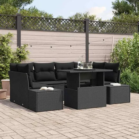 Ensemble de Canapés 7 pc Noir polyrotin vidaXL – 992338 – image 1