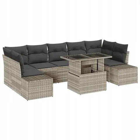 Ensemble de Canapés 8 pc Gris clair polyrotin vidaXL – 992529 – image 1