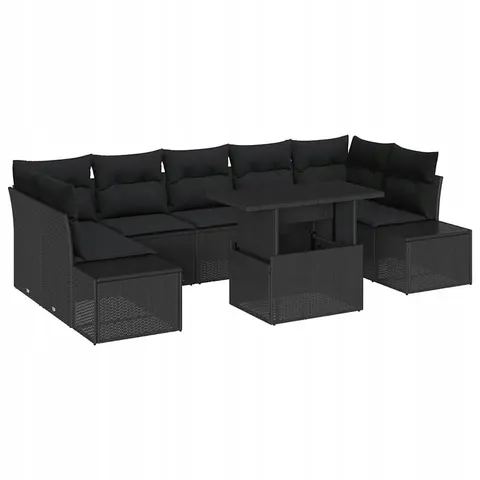 vidaXL Ensemble de Canapés 8 pc Noir polyrotin – 992536 – image 1