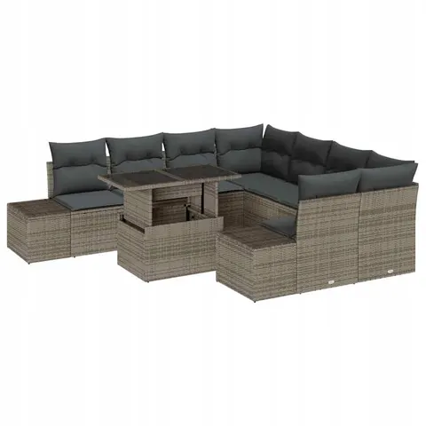 vidaXL Ensemble de canapé de jardin 9 pc Gris polyrotin – 992697 – image 1