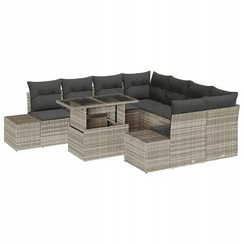 vidaXL Ensemble de canapé de jardin 9 pc Gris clair polyrotin – 992727 – image 1