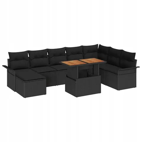 vidaXL Ensemble de canapé de jardin 9 pc Noir – 994868 – image 1