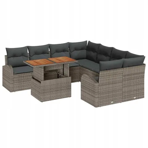 vidaXL Ensemble de canapé de jardin 9 pc Gris – 996794 – image 1