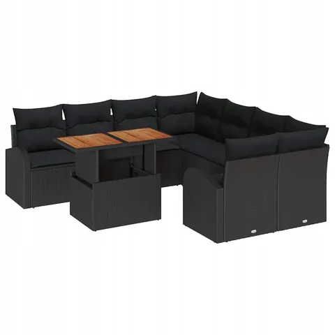 vidaXL Ensemble de canapé de jardin 9 pc Noir – 996824 – image 1