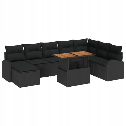 vidaXL Ensemble de canapé de jardin 9 pc Noir – 997388 – image 1