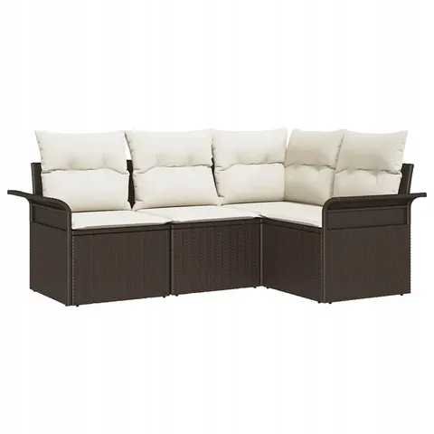 vidaXL Ensemble de canapé de jardin 4 pc Marron polyrotin – 342782 – image 1