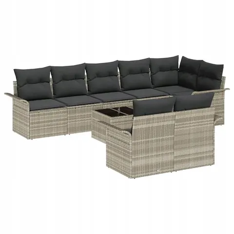 vidaXL Ensemble de canapé de jardin 9 pc Gris clair polyrotin – 343628 – image 1