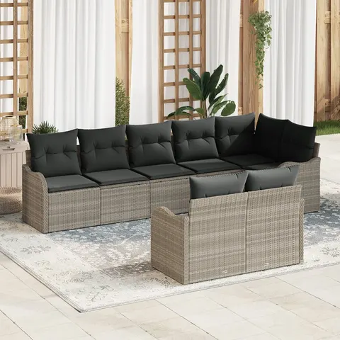 vidaXL Ensemble de canapé de jardin 8 pc Gris clair polyrotin – 346926 – image 1