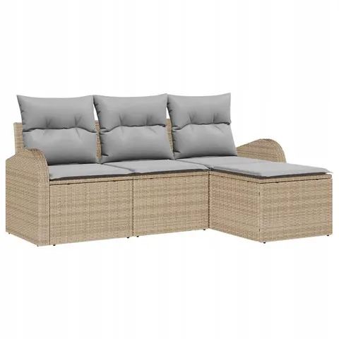 vidaXL Ensemble de Canapés 4 pc Beige et Gris clair polyrotin – 349309 – image 1