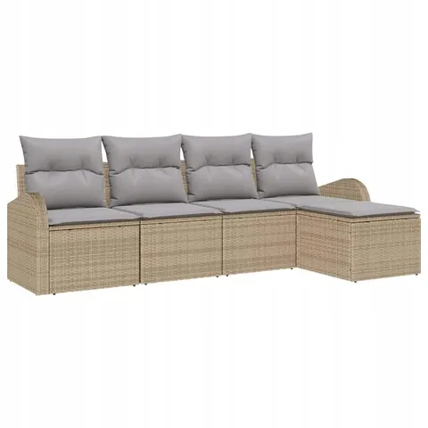 vidaXL Ensemble de Canapés 5 pc Beige et Gris clair polyrotin – 349408 – image 1