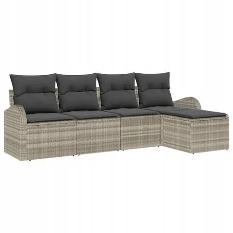 vidaXL Ensemble de Canapés 5 pc Gris clair polyrotin – 349422 – image 1