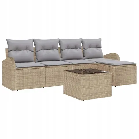 vidaXL Ensemble de Canapés 6 pc Beige et Gris clair polyrotin – 349507 – image 1