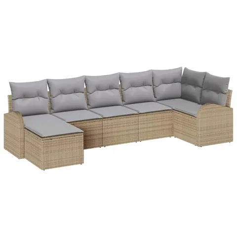 vidaXL Ensemble de Canapés 7 pc Beige polyrotin – 350701 – image 1
