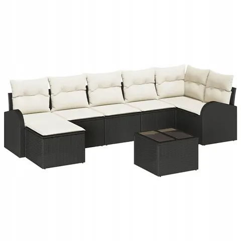 vidaXL Ensemble de Canapés 8 pc Noir polyrotin – 350770 – image 1