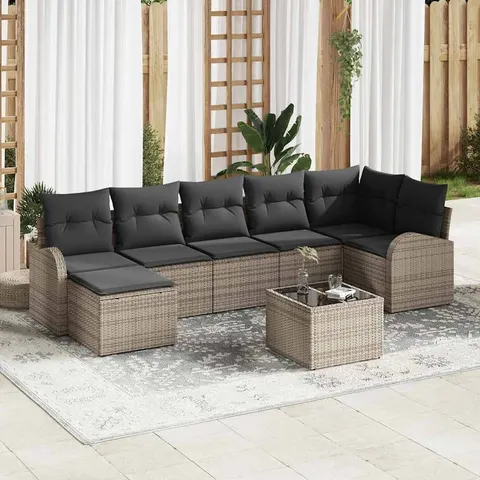 vidaXL Ensemble de Canapés 8 pc Gris polyrotin – 350794 – image 1