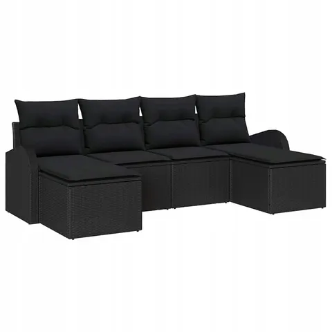 vidaXL Ensemble de Canapés 6 pc Noir polyrotin – 350930 – image 1