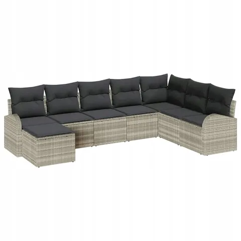 vidaXL Ensemble de Canapés 8 pc Gris clair polyrotin – 351029 – image 1