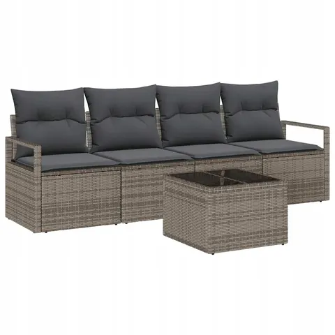 vidaXL Ensemble de Canapés 5 pc 4 place Gris polyrotin – image 1
