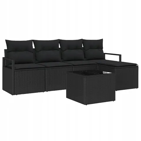 vidaXL Ensemble de Canapés 6 pc Noir polyrotin – 352934 – image 1