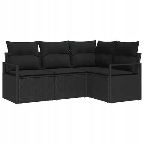 vidaXL Ensemble de Canapés 4 pc Noir polyrotin – 353030 – image 1