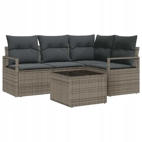 vidaXL Ensemble de Canapés 5 pc Gris clair polyrotin – 353092 – image 1