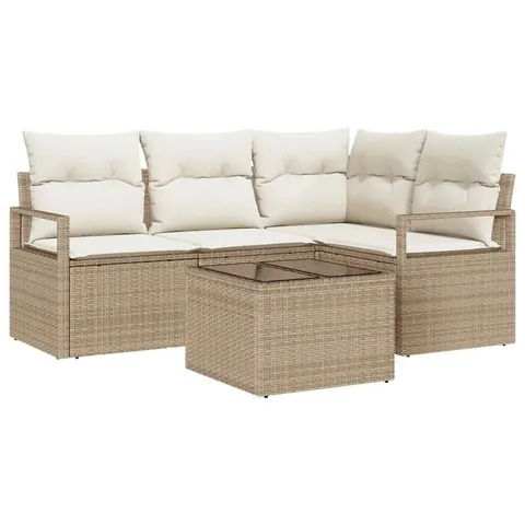 vidaXL Ensemble de Canapés 5 pc Beige et crème polyrotin – 353115 – image 1