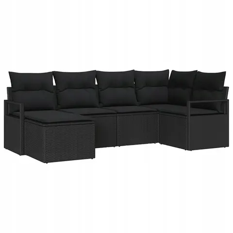 vidaXL Ensemble de Canapés 6 pc Noir polyrotin – 353931 – image 1