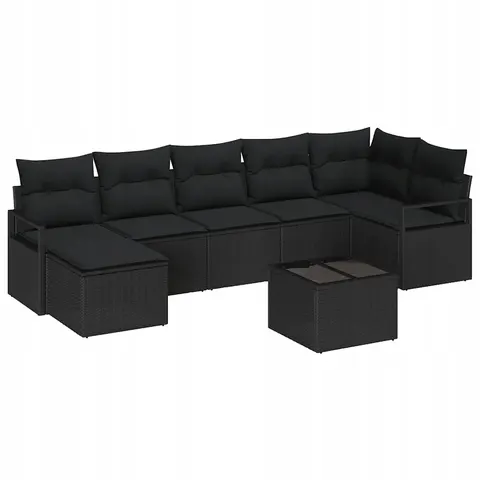 vidaXL Ensemble de Canapés 8 pc Noir polyrotin – 354235 – image 1