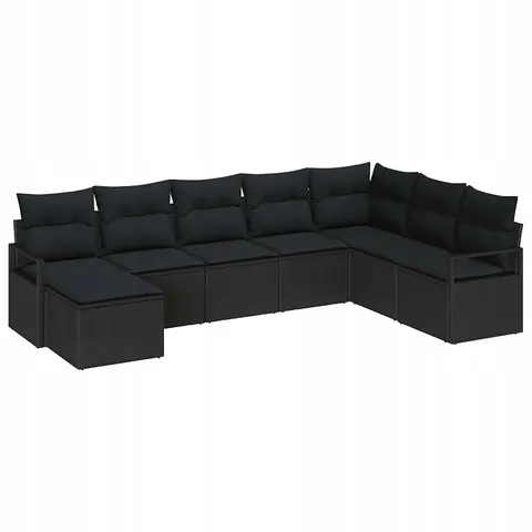 vidaXL Ensemble de Canapés 8 pc Noir polyrotin – 354433 – image 1