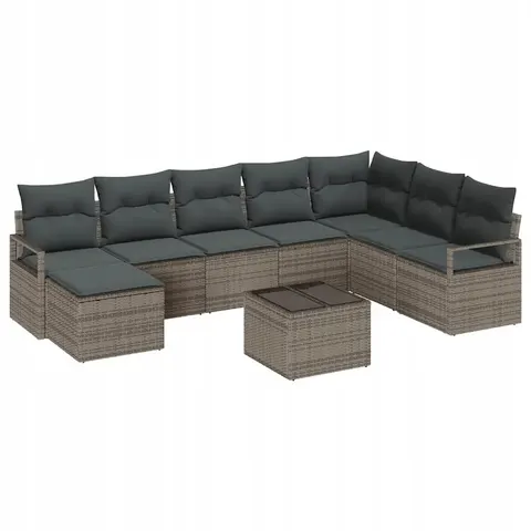 vidaXL Ensemble de Canapés 9 pc Gris clair polyrotin – 354495 – image 1