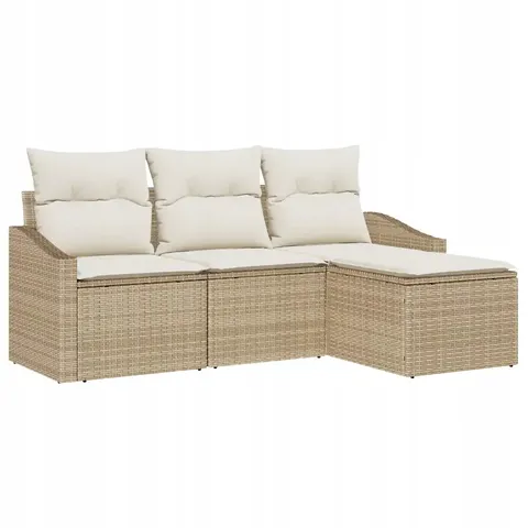 vidaXL Ensemble de Canapés 4 pc Beige et crème polyrotin – 356116 – image 1