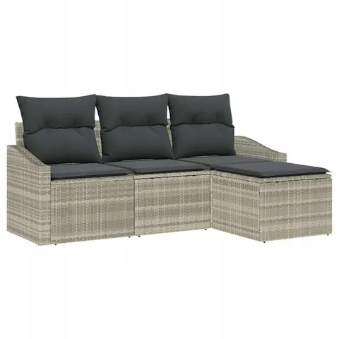vidaXL Ensemble de Canapés 4 pc Gris clair polyrotin – 356123 – image 1