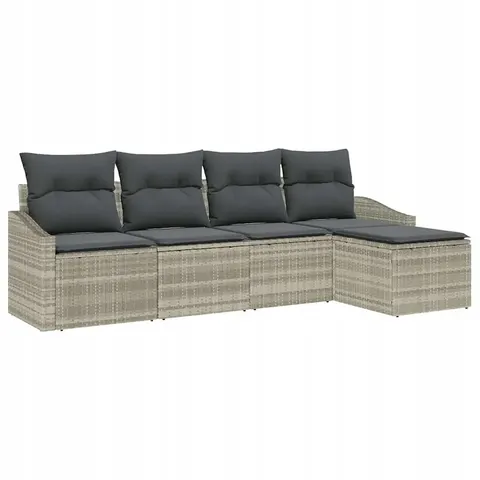 vidaXL Ensemble de Canapés 5 pc Gris clair polyrotin – 356222 – image 1