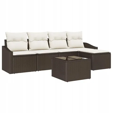 vidaXL Ensemble de Canapés 6 pc Marron et Crème polyrotin – 356284 – image 1