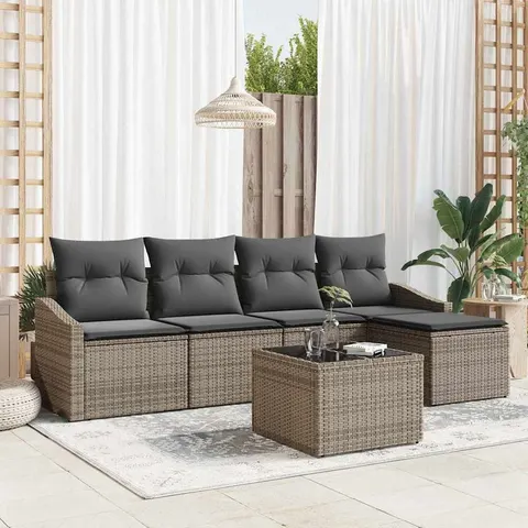 vidaXL Ensemble de Canapés 6 pc Gris clair polyrotin – 356291 – image 1