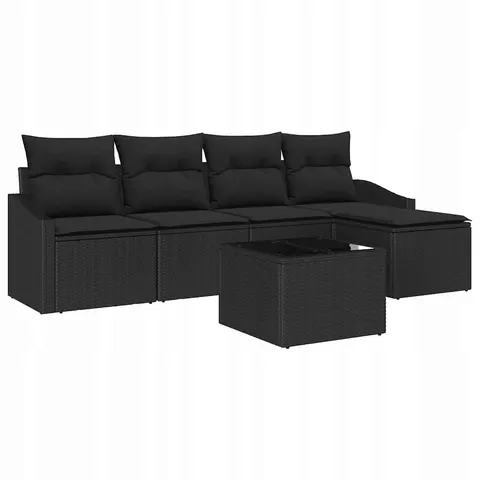 vidaXL Ensemble de Canapés 6 pc Noir polyrotin – 356338 – image 1
