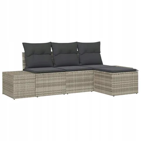 vidaXL Ensemble de canapé de jardin 4 pc Gris clair polyrotin – 359520 – image 1