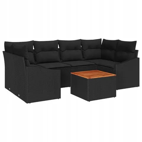 vidaXL Ensemble de canapé de jardin 7 pc Noir polyrotin – 367266 – image 1