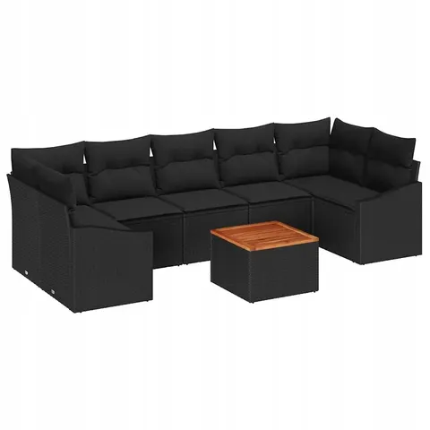 vidaXL Ensemble de canapé de jardin 8 pc Noir polyrotin – 367402 – image 1
