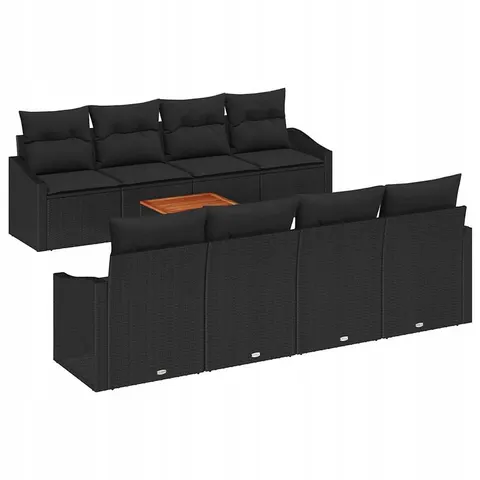 vidaXL Ensemble de canapé de jardin 9 pc Noir polyrotin – 367471 – image 1