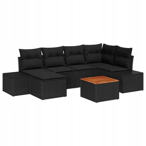 Zestaw Sof na Ogród 7 pcs Czarny vidaXL – zdjęcie 1