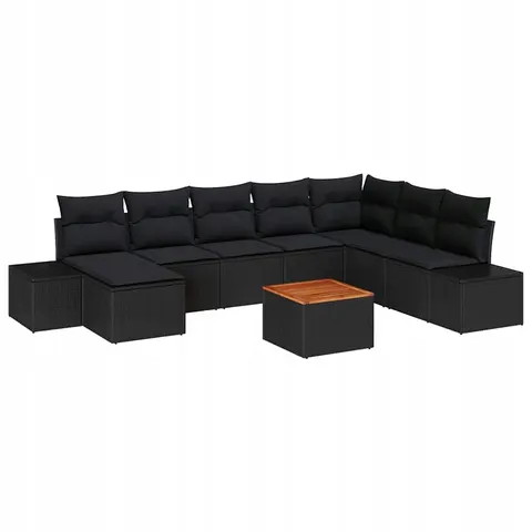 Zestaw Sof na Ogród 9 pcs Czarny vidaXL – zdjęcie 1